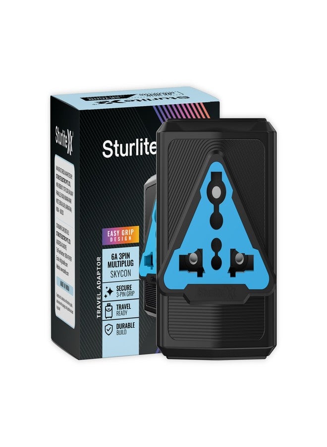 Sturlite Skycon 3 Pin Plug| 2-Pin & 3-Pin Socket| 6 Amps Universal AC Travel Adapter| Strong Polycarbonate Body Socket| Compact Converter Plug for Travel, Home & Office Use - (Black) (Pack of 1) - Image 1